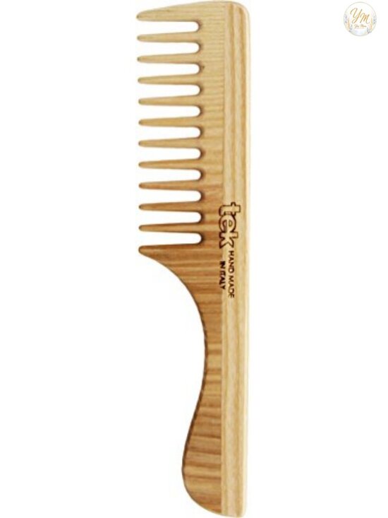 Wide Tooth Wooden Hair Comb for Detangling, Natural Ash Wood, Handmade in Italy main image 4